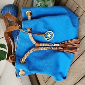 Michael Kors "Marina" gathered canvas tote.